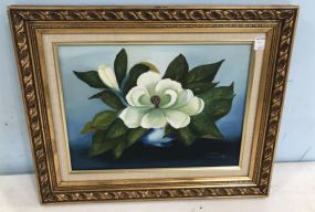 Oil Painting Magnolia Still Life Signed