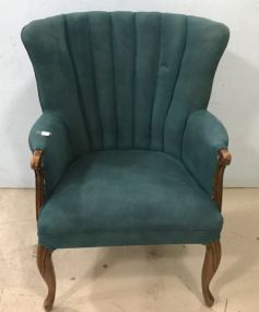 Blue Upholstered Wing Back Arm Chair