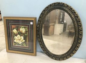 Decorative Mirror and Magnolia Print