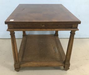 1980's Bird Eye Maple Finish Two Tier Side Table