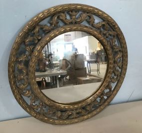 Modern Resin Ornate Gold Gilt Round Mirror