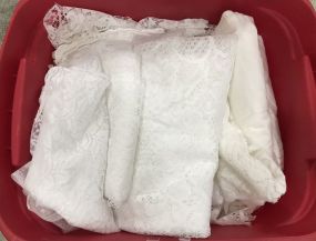 Box Lot of Crochet Linens and Table Clothes