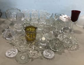 Large Glass Lot of Pressed Glass Decor and Serving Pieces