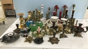Large Collection of Assorted Candle Holders