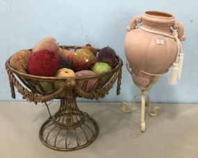 Two Decorative Centerpiece and Urn on Stand