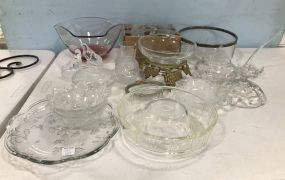 Group of Clear Glass Decor and Serving Pieces