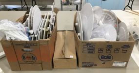 Boxes of Wedding Cake Decor and Stands