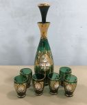 Bohemian Glass Decanter and Shot Glasses