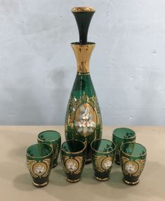 Bohemian Glass Decanter and Shot Glasses