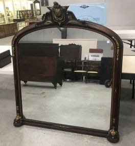 Large French Style Carved Wood Mantle Mirror