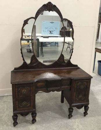 Jacobean Style Vanity, 1920s Vanity With Mirror