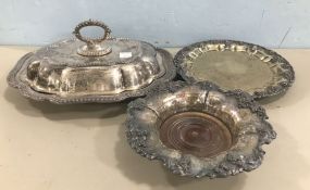 Silver Plated Meat Dish and Footed Serving Dishes