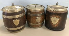 Edwardian Style English Oak Biscuit Barrels