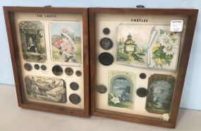 Framed Set of Button Ad Cards