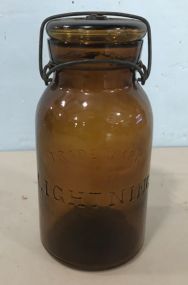 Vintage Collectible Amber Lightning Jar