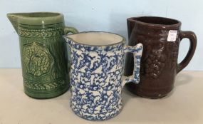 Three Stoneware Pitcher