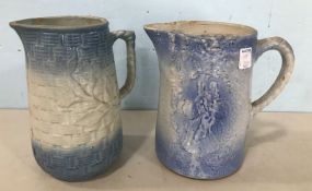 Two Light Blue Salt Glaze Pitcher