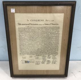 Framed Print Copy of Declaration of Independence