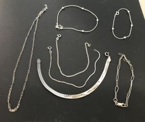 Seven .925 Sterling Bracelets and Necklaces