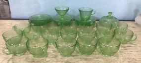 Group of Green Depression Glassware