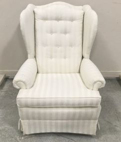 Striped Upholstery Wing Back Arm Chair