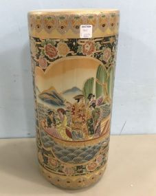 Oriental Hand Painted Satsuma Look Alike Porcelain Vase