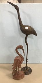 Large Metal Stork Statue and Bird Statue