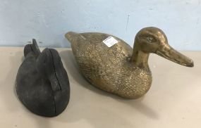 Brass Duck Decoy and Vintage Duck Iron Shoe Scraper
