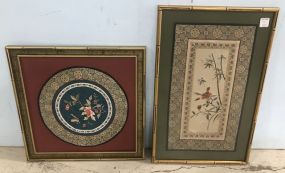 Two Oriental Style Framed Tapestries