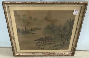 Vintage Framed Oriental Block Print