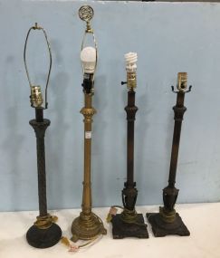 Four Decorative Pole Table Lamps