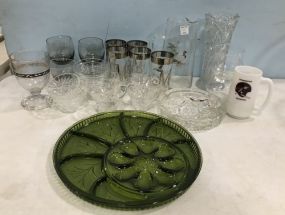 Group of Clear Glass and Serving Pieces