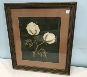Framed Magnolia Needle Point Artwork