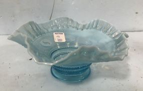 Blue Opalescent Crested Bowl