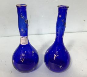 Pair of Cobalt Barber's Bottles