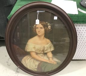 Vintage Oval Framed Lady Print