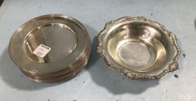 12 Rogers Silver Co. Plates, and Bowl