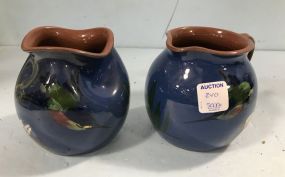 Two Torquay King Fisher Blue Vases