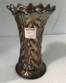 Puce Carnival Glass Vase