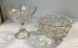 Two Pressed Glass Punch or Fruit Bowls