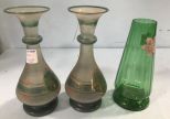 Three Green Vases
