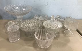 Collection of Pressed Clear Glass Pieces