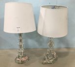 Pair of Small Faux Glass Style Table Lamps