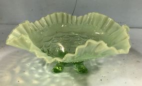 Fenton Green Opalescent Fluted Bowl