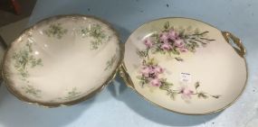 Limoge Serving Plate and Hand Painted Bowl