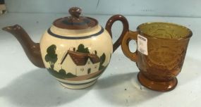 Amber Cup and Torquay Cottage Tea Pot