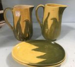 Corn Pottery Pitcher and Plates