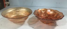 Two Carnival Glass Deep Bowls