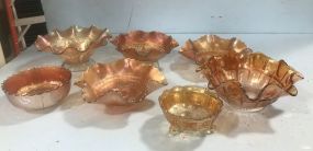 Seven Pieces of Carnival Glass Bowls