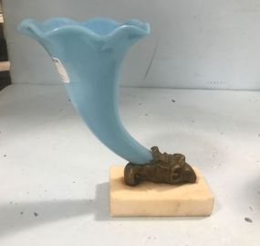 Goat Head Blue Glass Vase